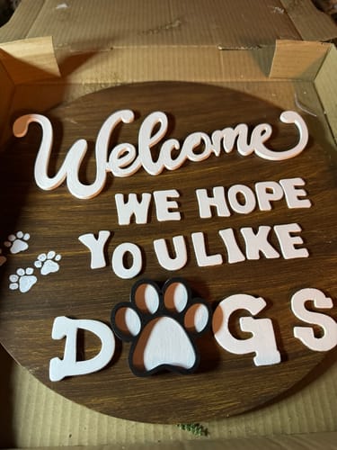 Customer photo review of Unfinished Wood 2 Layer Paw Shadowbox Shape | DIY Craft Cutout | up to 46" DIY