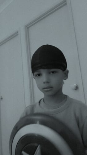 Customer photo review of Kids Red Silky Durag