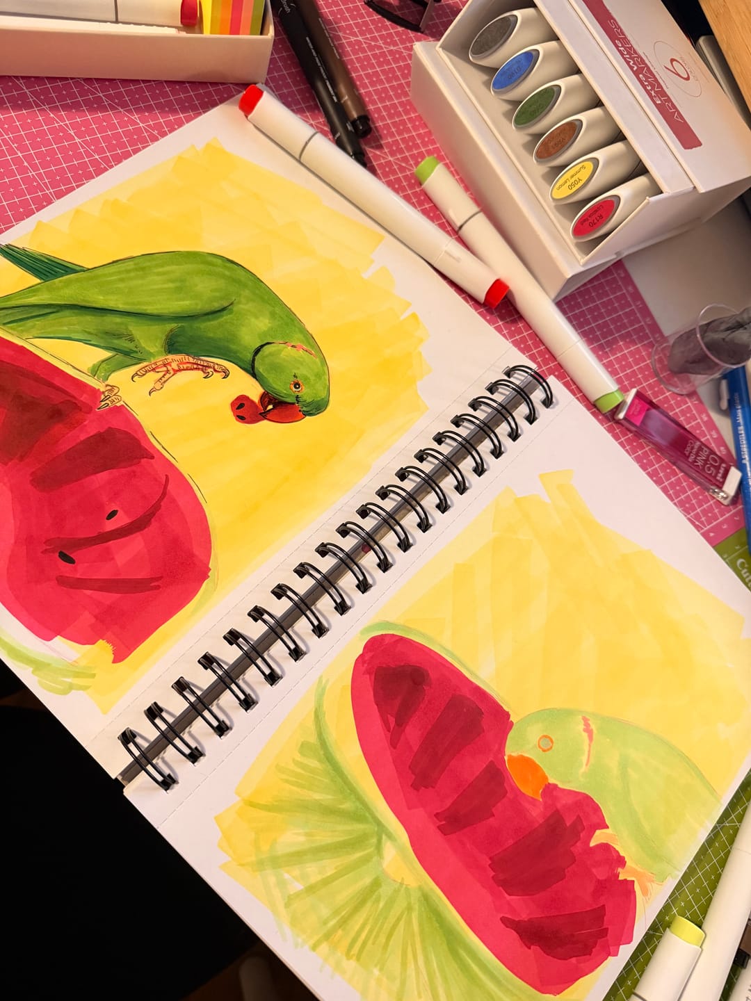 Customer photo review of Ohuhu Molokai Four Tones Extra-wide Tip Alcohol Art Markers