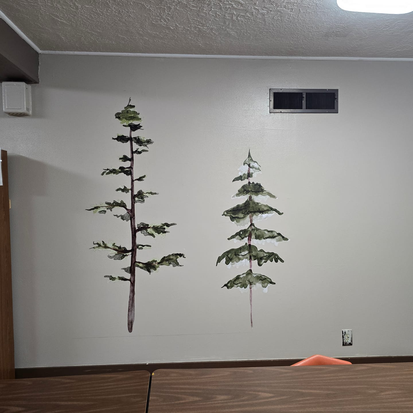 Customer photo review of Large Watercolor Pine Tree Removable Wall Decal