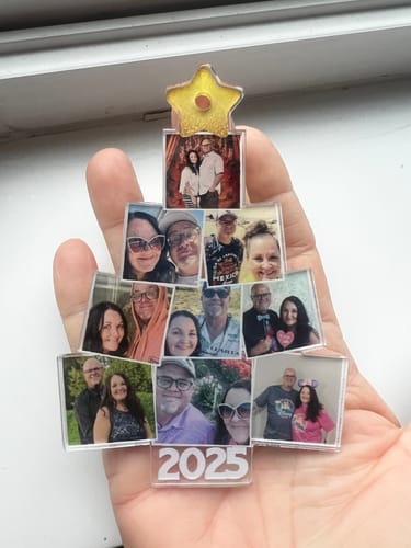 Customer photo review of Custom Photo Family Tree Christmas - Personalized Custom Shaped Acrylic Ornament AO01