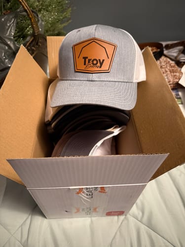 Customer photo review of Richardson 112 Genuine Leather Patch Hats Laser Engraved