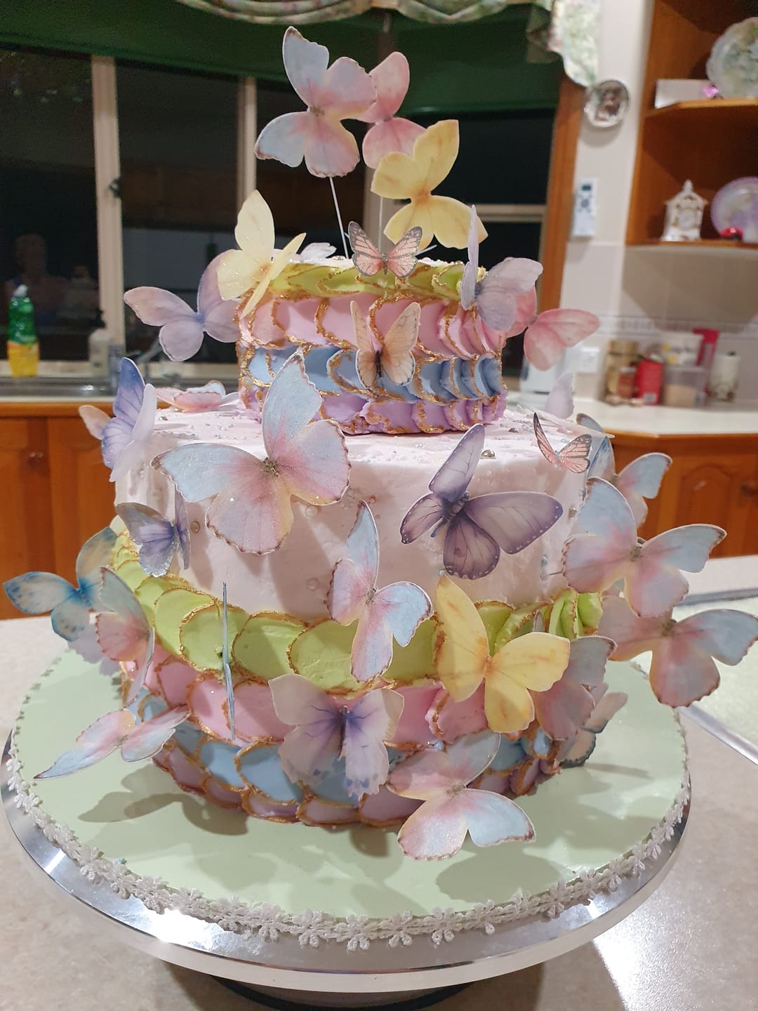 Customer photo review of Purple & Pink Edible Wafer Butterflies - Mix sizes - 17pcs