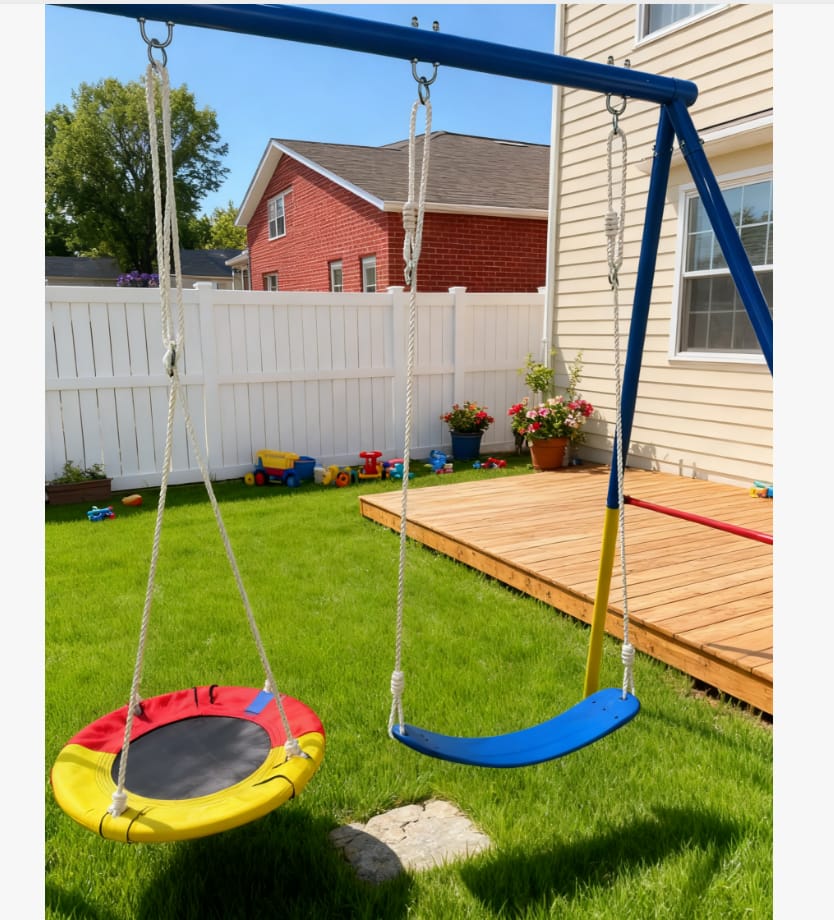 Customer photo review of Backyard Heavy Duty Frame Metal Swing Set For Kids