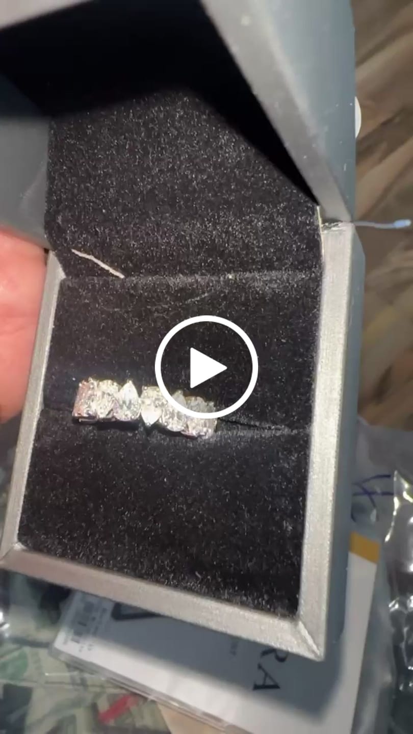 Customer video review of Moissanite Eternity Band 925 Silver | Pear Cut Hip Hop Ring Jewelry