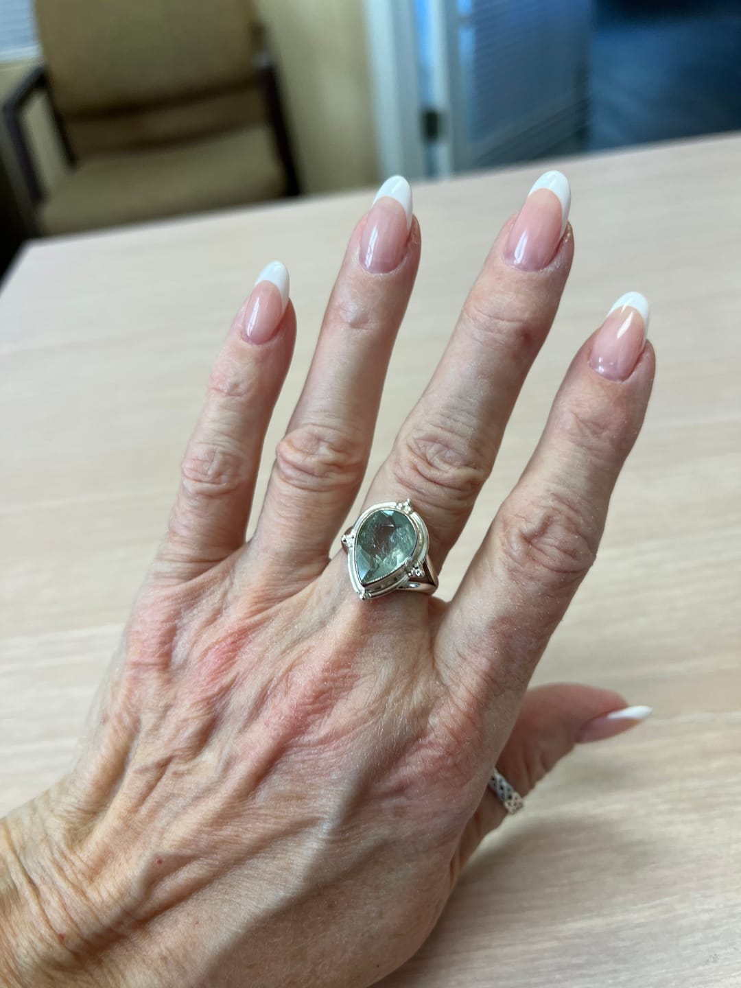 Customer photo review of Teardrop Aquamarine Ring Sterling Silver