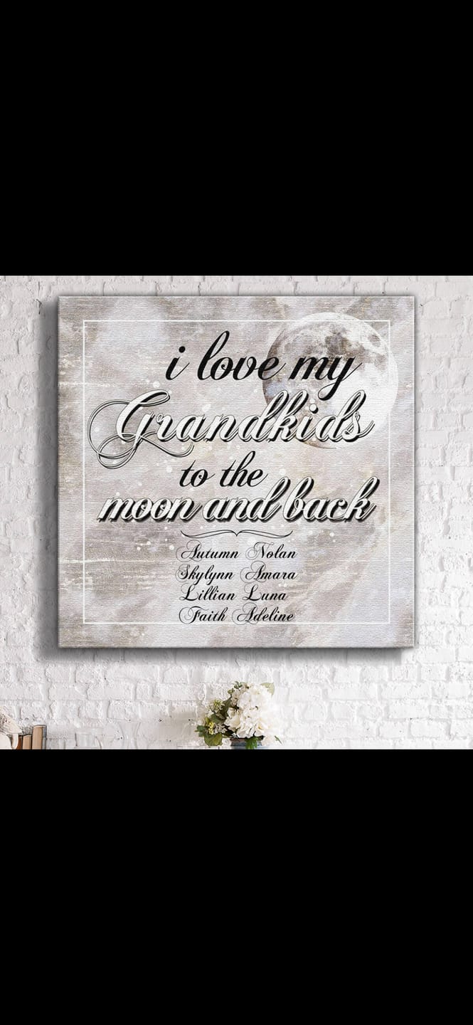 Customer photo review of Personalized "I Love My Grandkids To The Moon And Back" Premium Canvas