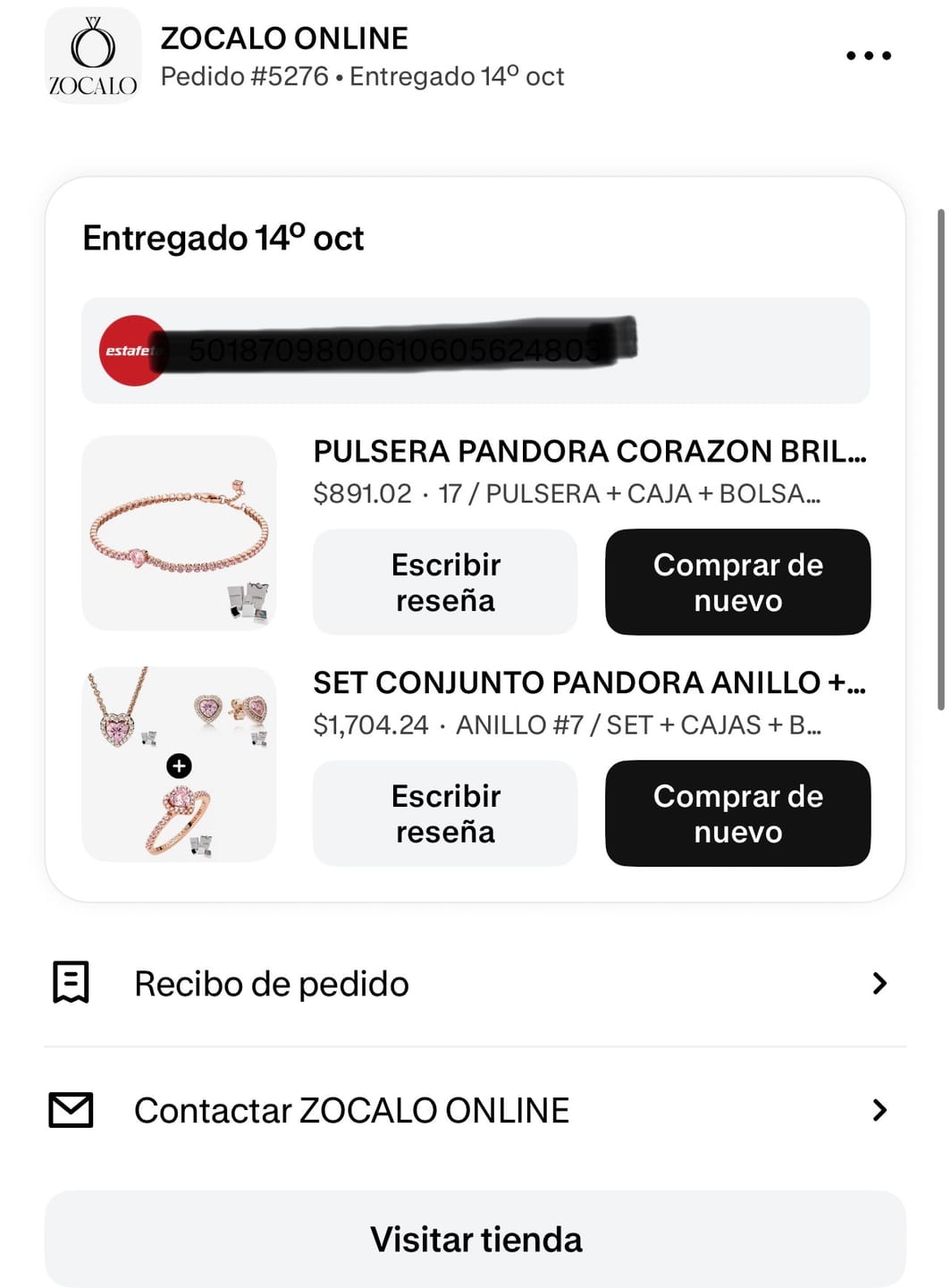 Customer photo review of SET CONJUNTO PANDORA ANILLO + ARETES + COLLAR CORAZON ELEVADO ROSA ROSE GOLD