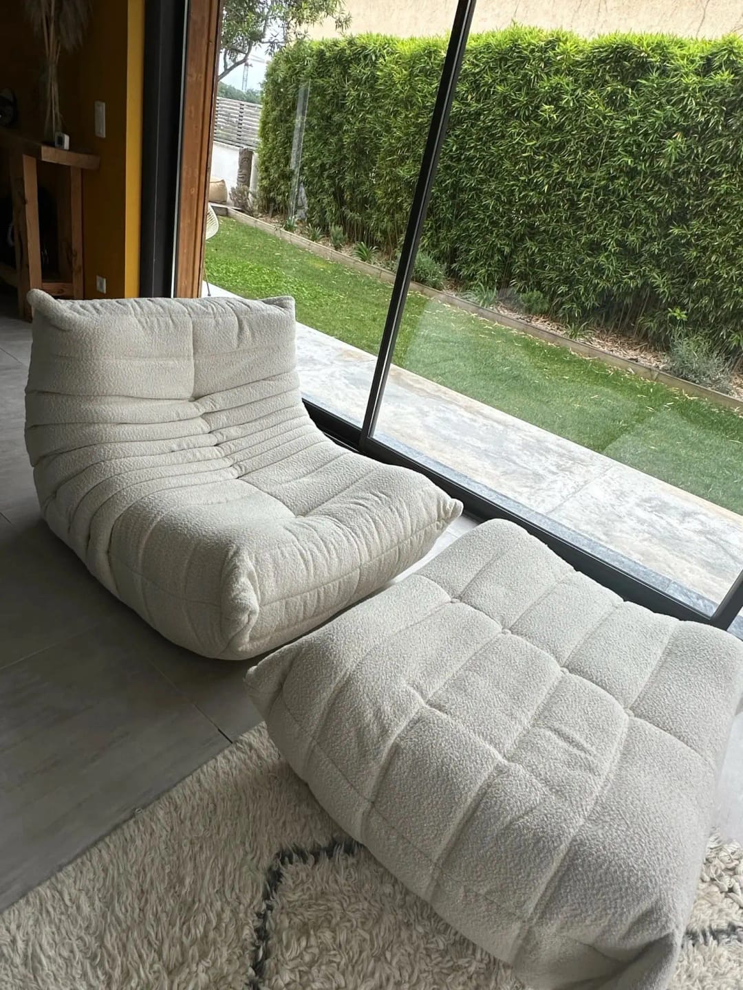 Customer photo review of Togo Fireside Chair Replica by Michel Ducaroy for Ligne Roset in Bouclé