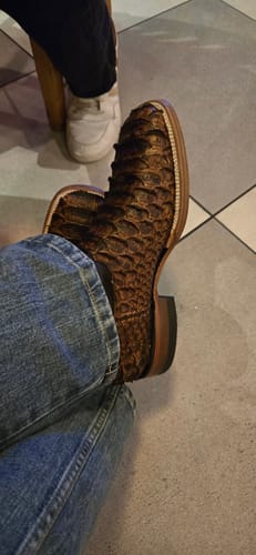 Customer photo review of Cowboy Boot Python Cognac