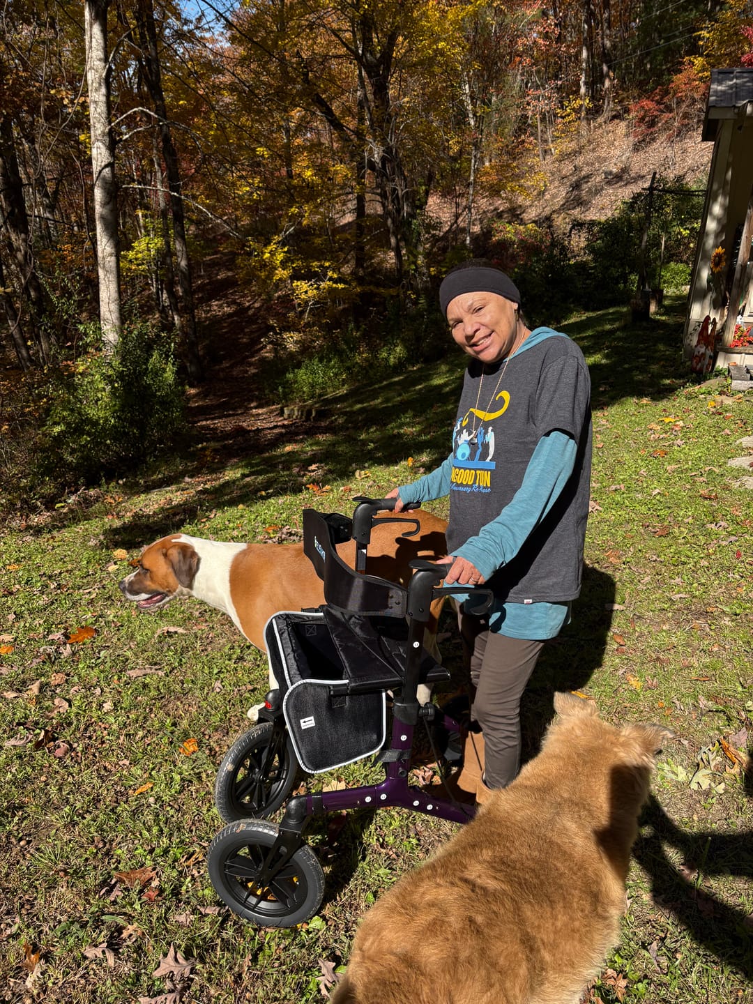 Customer photo review of KLD-9212 All Terrain Dual-Brake Rollator Walker 12" Wheels