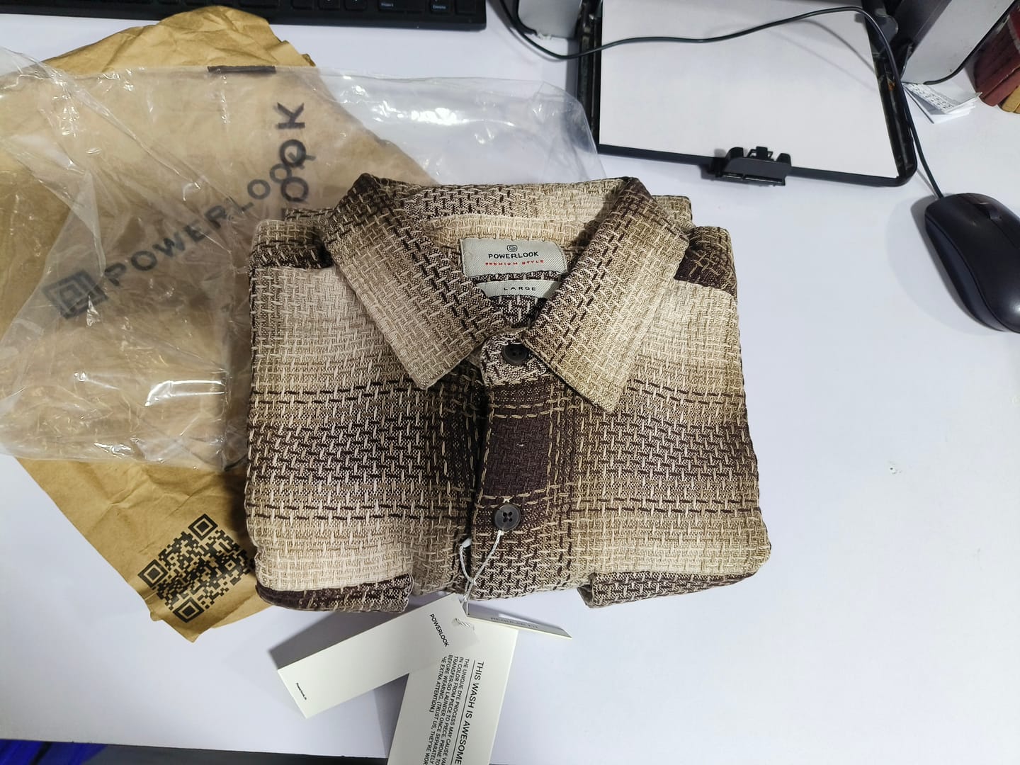 Customer photo review of Beige Structured Checks Shirt