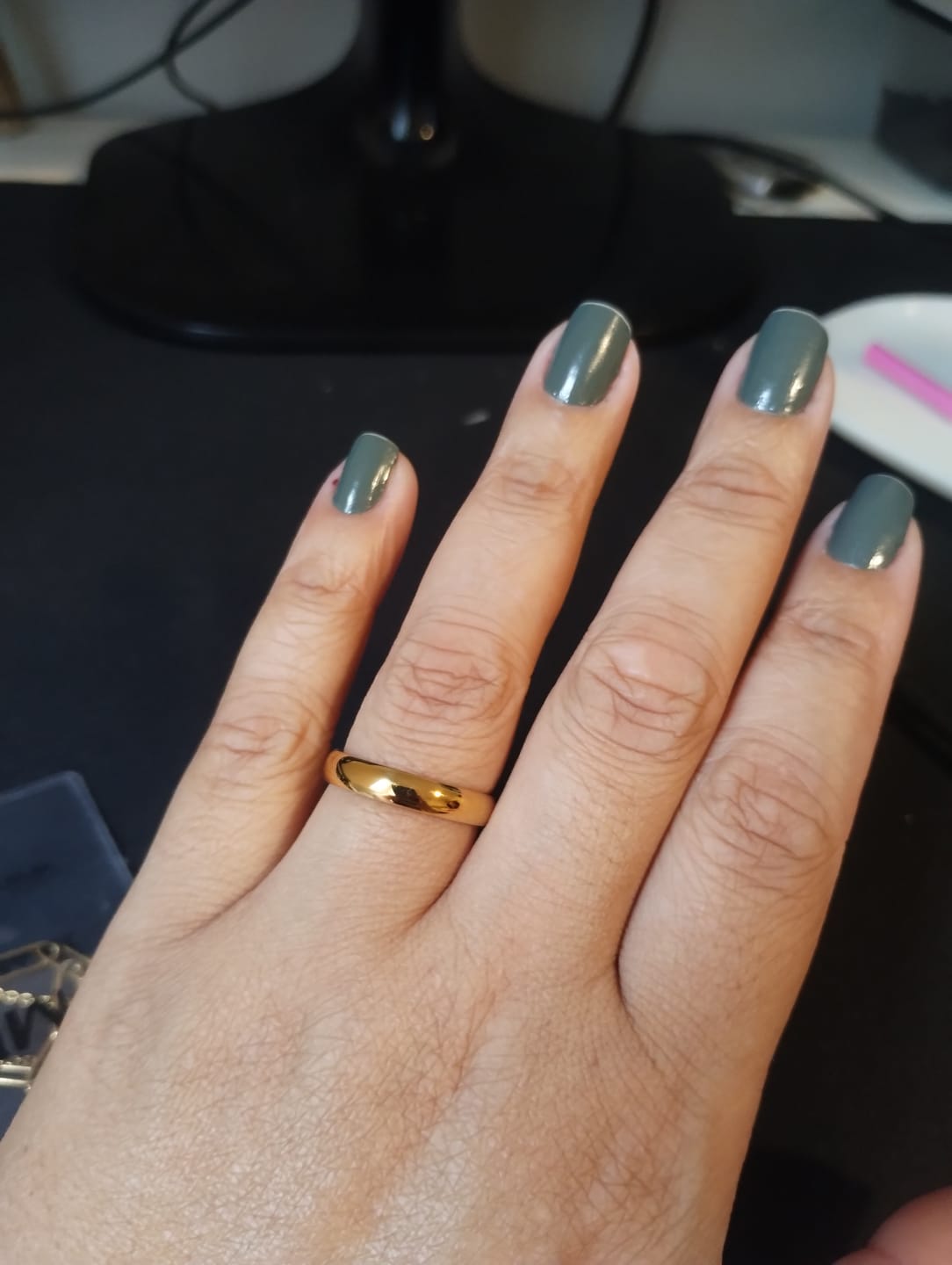 Customer photo review of Aliança Anatômica Banhado em Ouro 18K