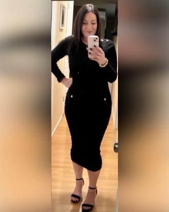 Customer photo review of Haley Long Sleeve Button Detail Midi Dress - Black