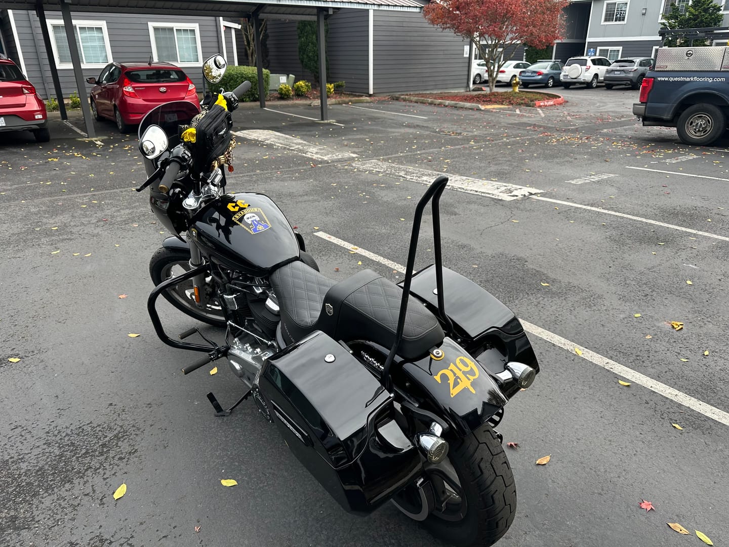 Customer photo review of 32L - Darkin Large Quick Mount Painted Hard Saddlebags for Harley Softail Standard FXST