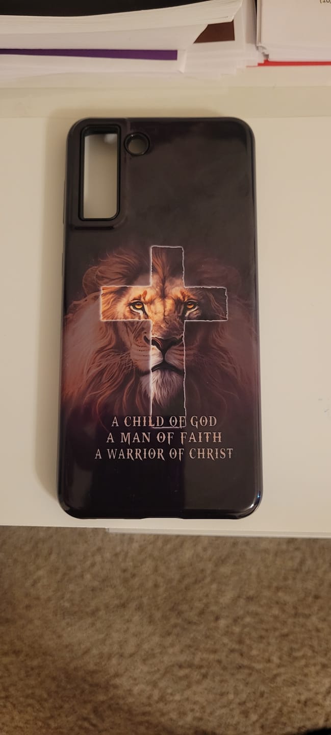 Customer photo review of A Child Of God A Man Of Faith A Warrior Of Christ Christian Phone Case
