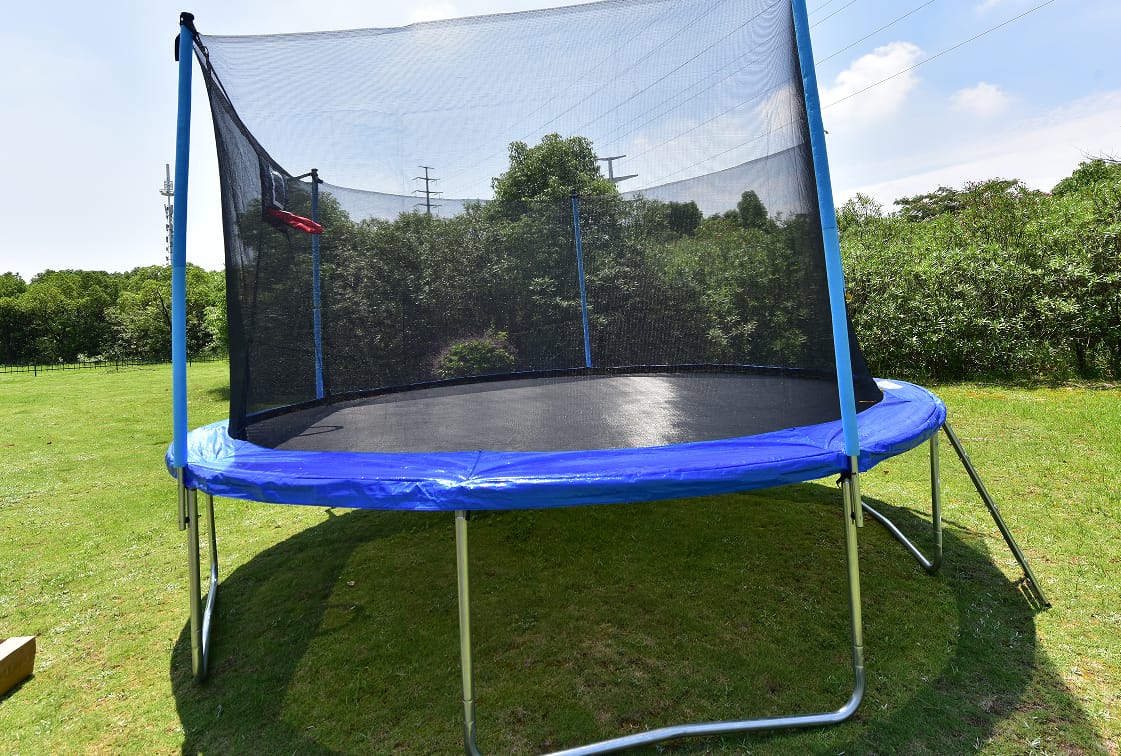 Customer photo review of 14FT Blue Soft Backboard Trampoline for Family with Safety Net&Ladder