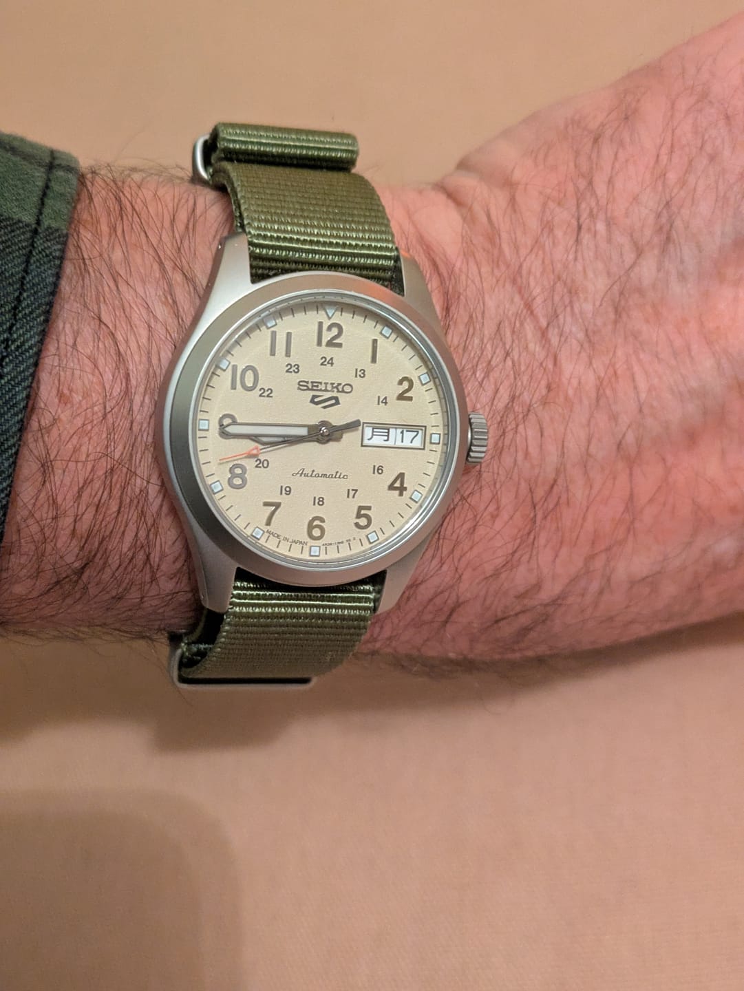 Customer photo review of Military Field Watch Strap With Sandblasted Hardware- Available in Black or Green