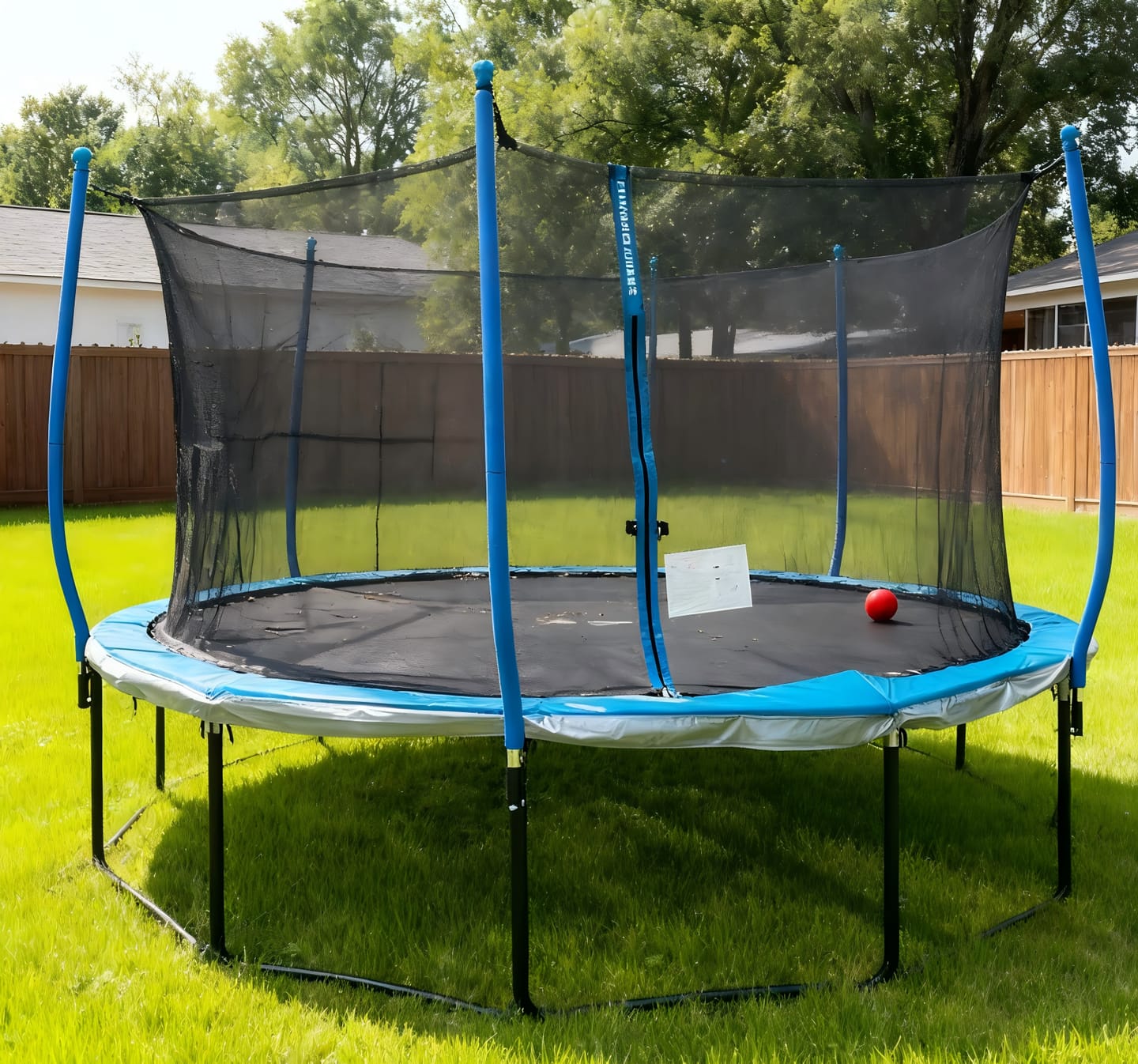 Customer photo review of 14FT Blue Recreational Trampolines for Kids With Ladder&Hoop