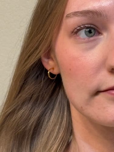 Customer photo review of Tiny Hoop Clip On Earrings in Gold