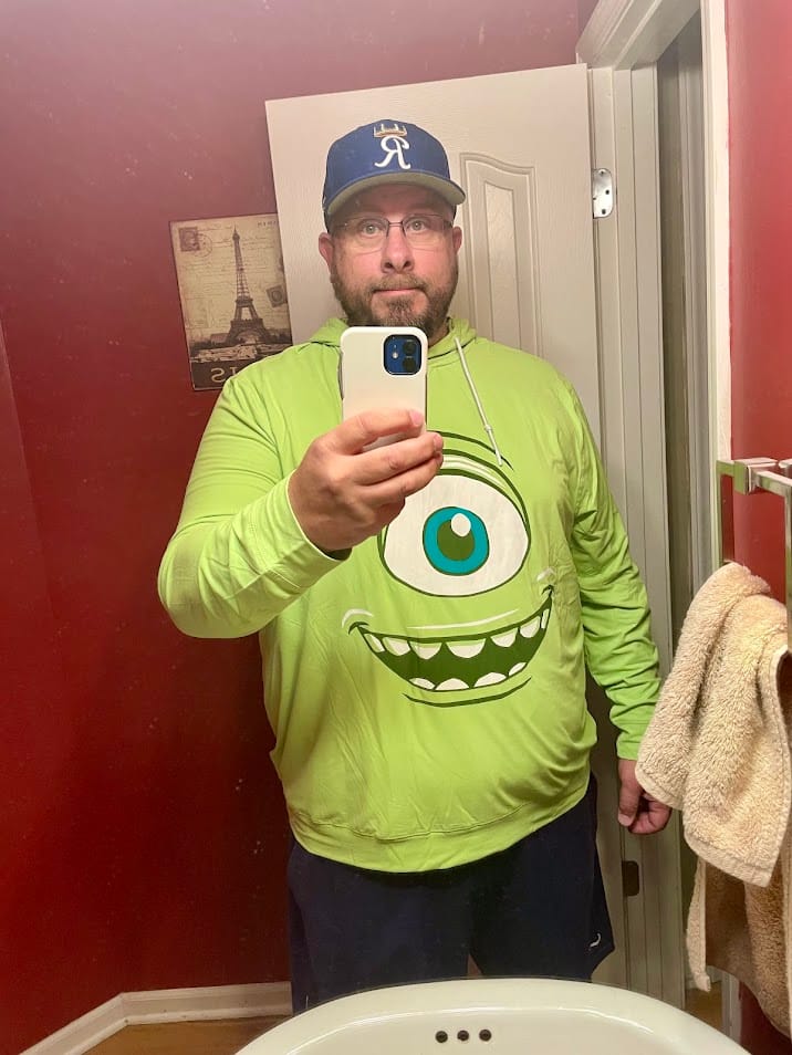 Customer photo review of Disney and Pixar Monsters, Inc. "Mike" – Performance Hoodie