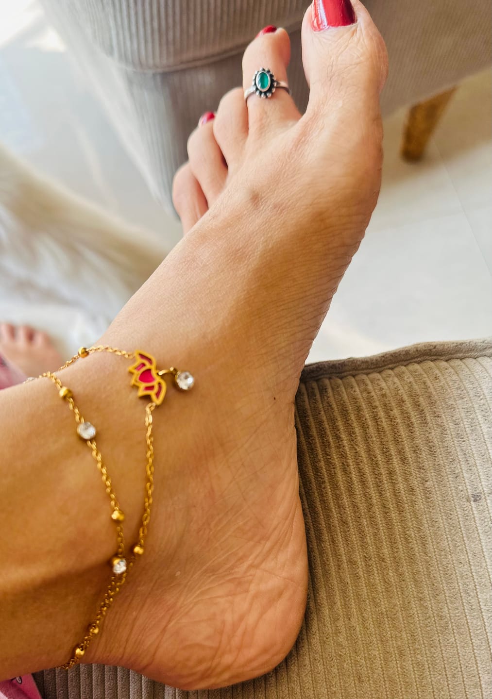 Customer photo review of Water Lily Anklet