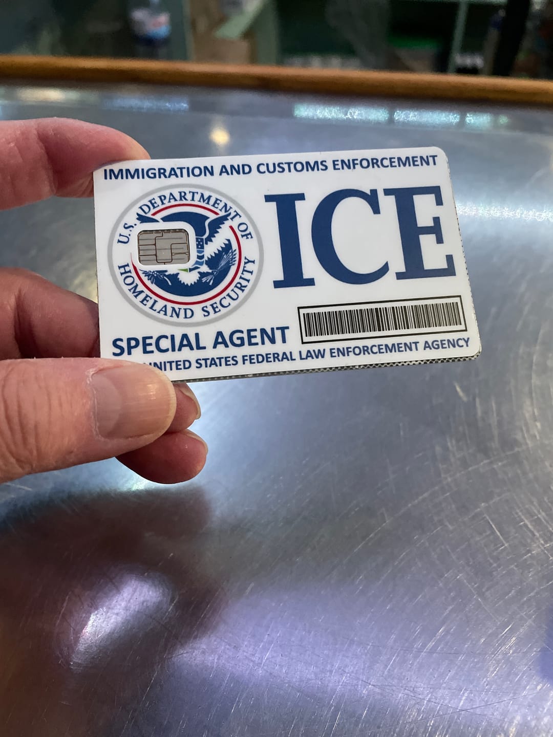 Customer photo review of ICE Special Agent Credit Card Skin Decal