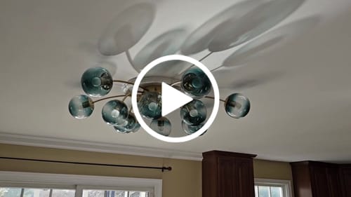Customer video review of Glam Bloom 12-Light Blue Glass Bubble Semi Flush Chandelier