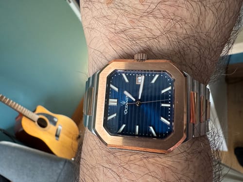 Customer photo review of Oceaneva Mens Tenuis Ultra-Thin Swiss Movement Automatic Thin Watch Blue Rose Gold