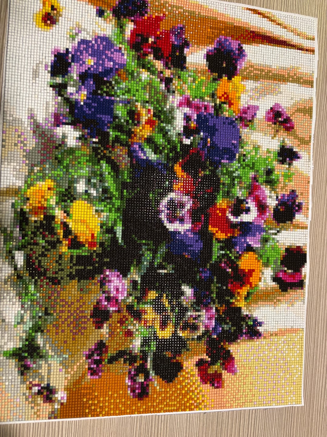 Customer photo review of Purple Flowers - Premium Diamond Painting Kit