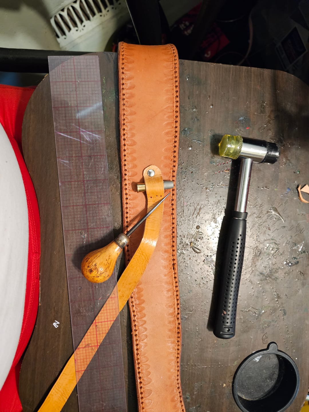 Customer photo review of Leather Cartridge Loops Stitching Guide - Free Printable Template