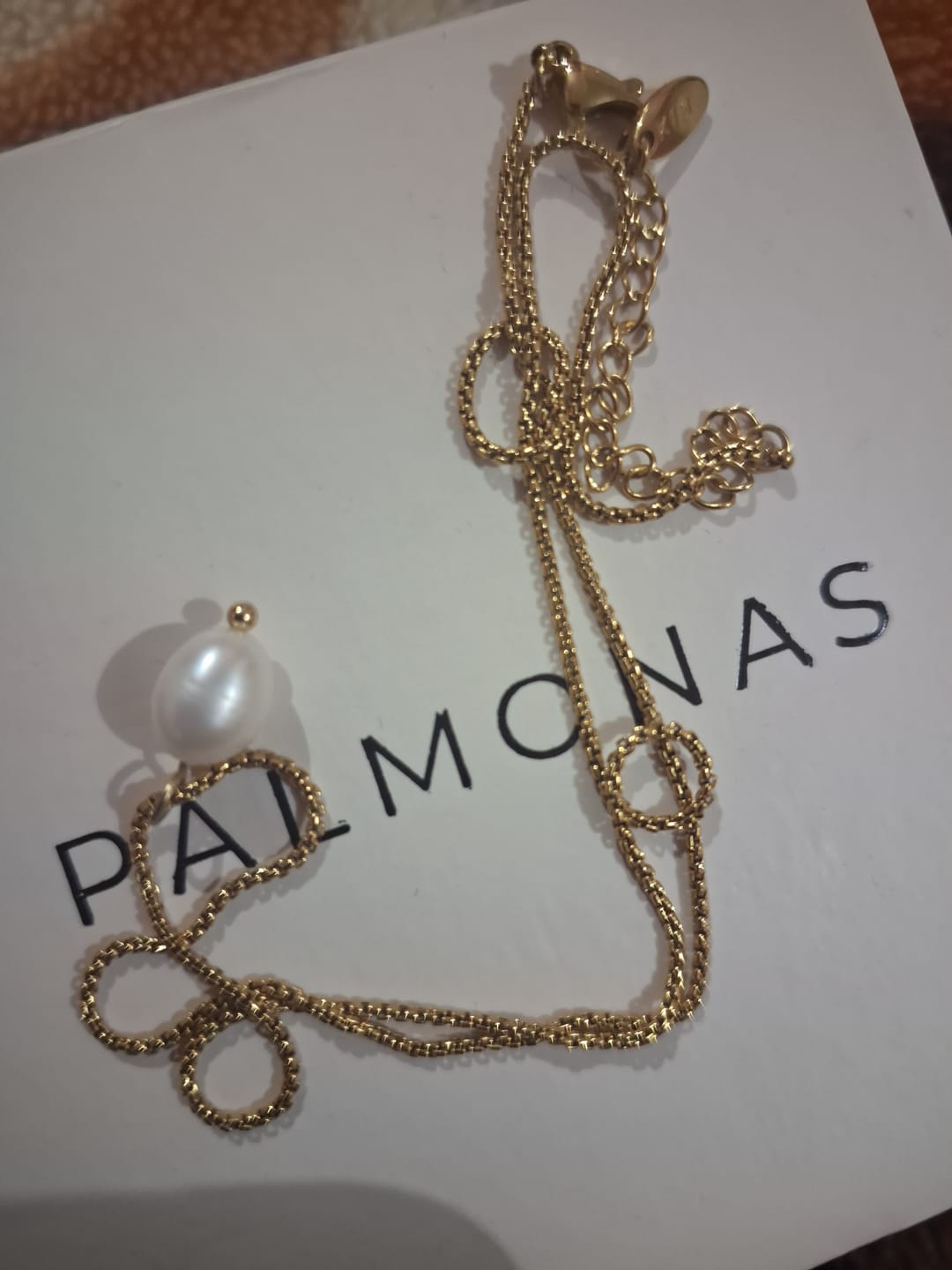 Customer photo review of Teardrop Pearl Pendant Necklace