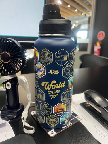 Customer photo review of World Explorer Bottle + Stickers