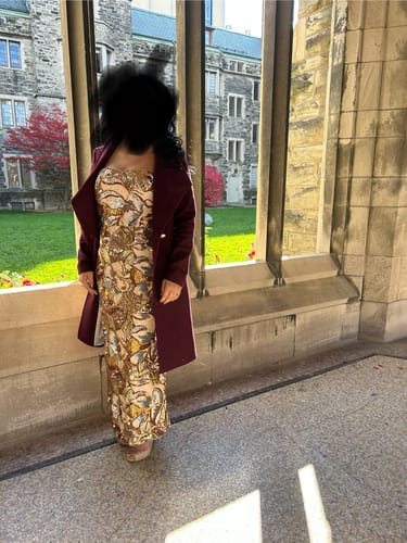 Suzanne K. review of Gold Dust Midi Dress by HELSI - RENTAL image 1 out of 1