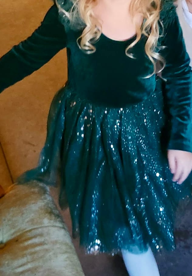 Customer photo review of Velour Ballerina Dress - Mistletoe