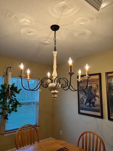 Customer photo review of Farmhouse 6 Light Wood Weathered Anchor Chandelier