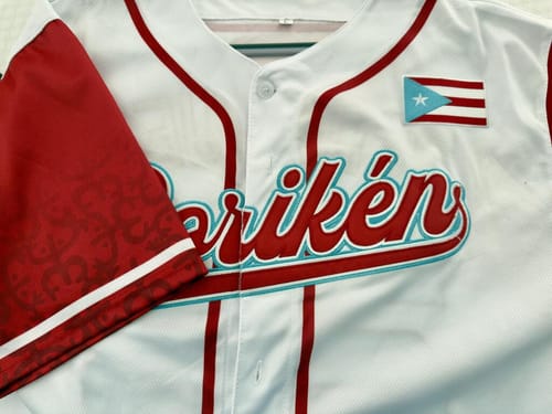Customer photo review of Puerto Rico Heritage Custom Baseball Jersey