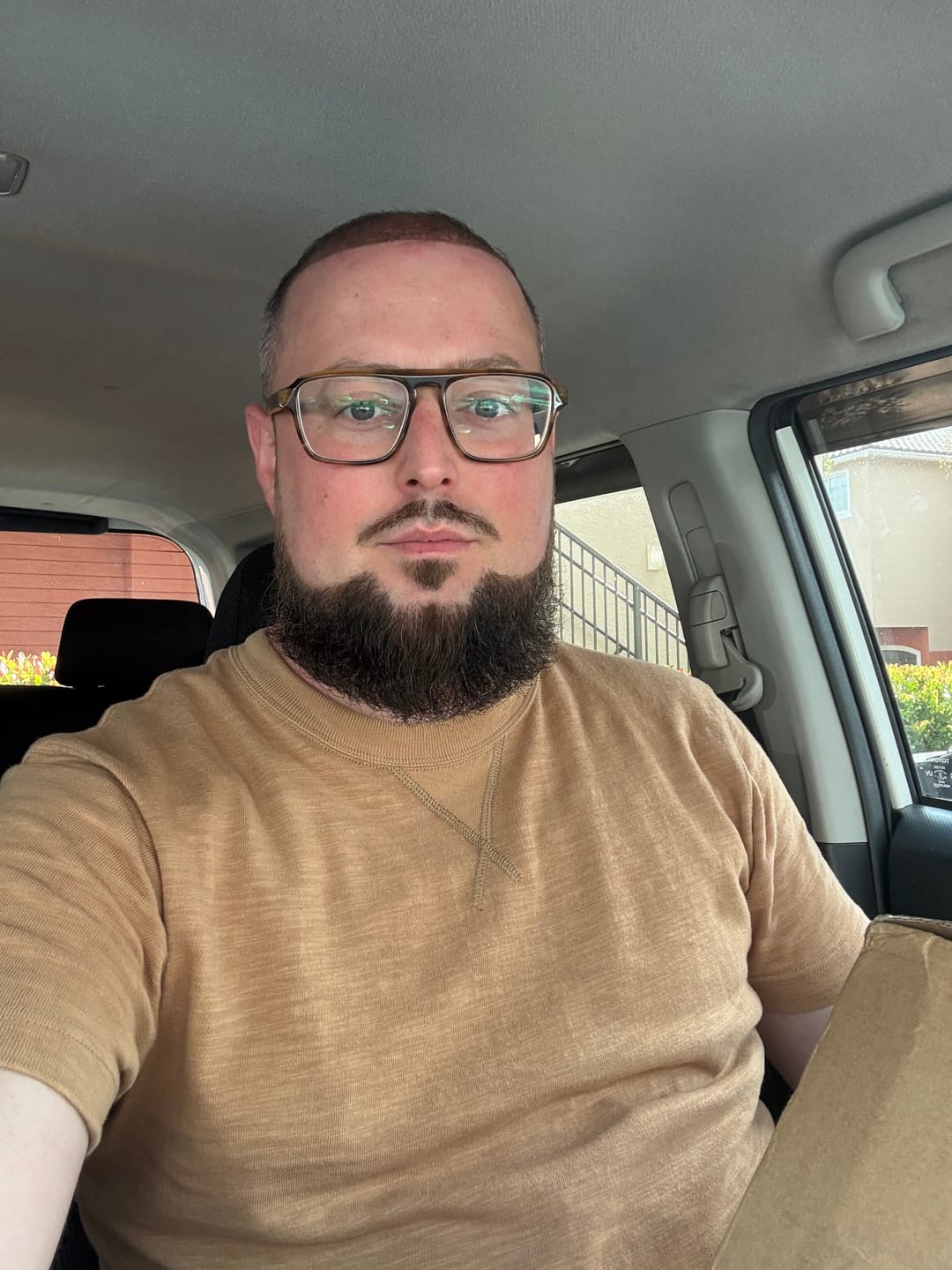Customer photo review of 10.5 oz Cotton Tubular Gusset T-Shirt - Sand