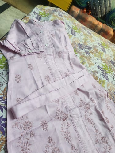 Customer photo review of Women's Lucknowi Handcrafted Cotton Chikankari Long Dress - HONC0309318
