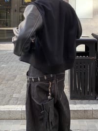 Customer photo review of Aelfric Eden Metal Button Raw Baggy Barrel Jeans