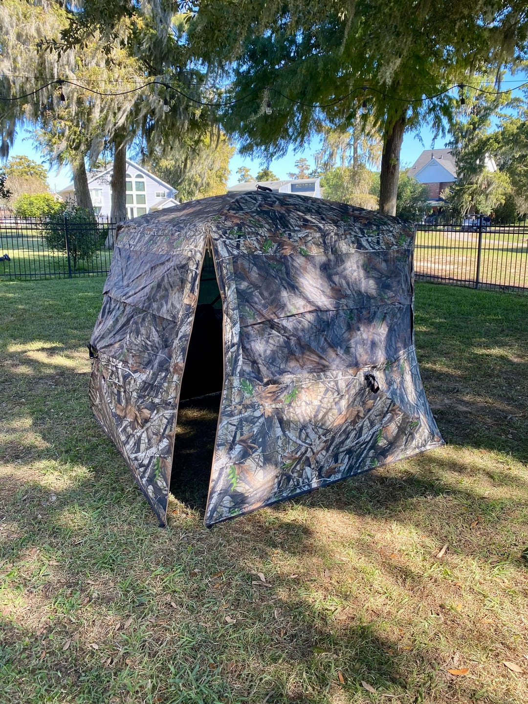 Customer photo review of OptiGuard360 3 Person See Through Deer Blind | 360° Portable Pop Up Hunting Ground Blind for Deer with Low Hub & Wide Bottom Design