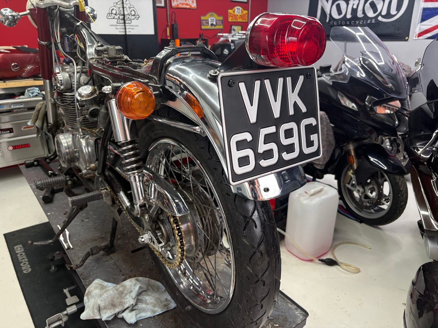 Customer photo review of Classic Metal Pressed Motorcycle Number Plate - 9 x 7 Inches