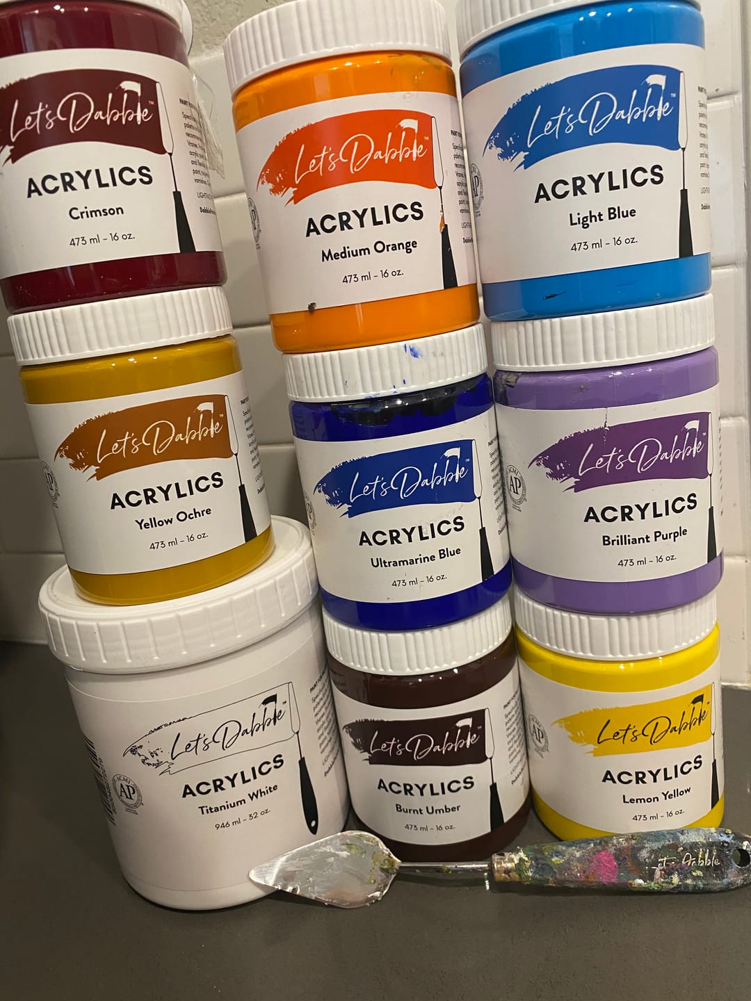 Customer photo review of DabblePaints™️ Light Blue — Thick-Body Acrylic Paint