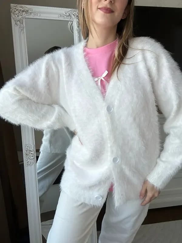 Customer photo review of Terry Cozy Knitted Cardigan