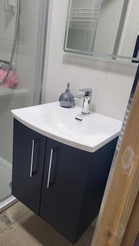 Customer photo review of Ryker 500mm Wall Hung 2-Door Vanity & Basin 4 - Midnight Blue