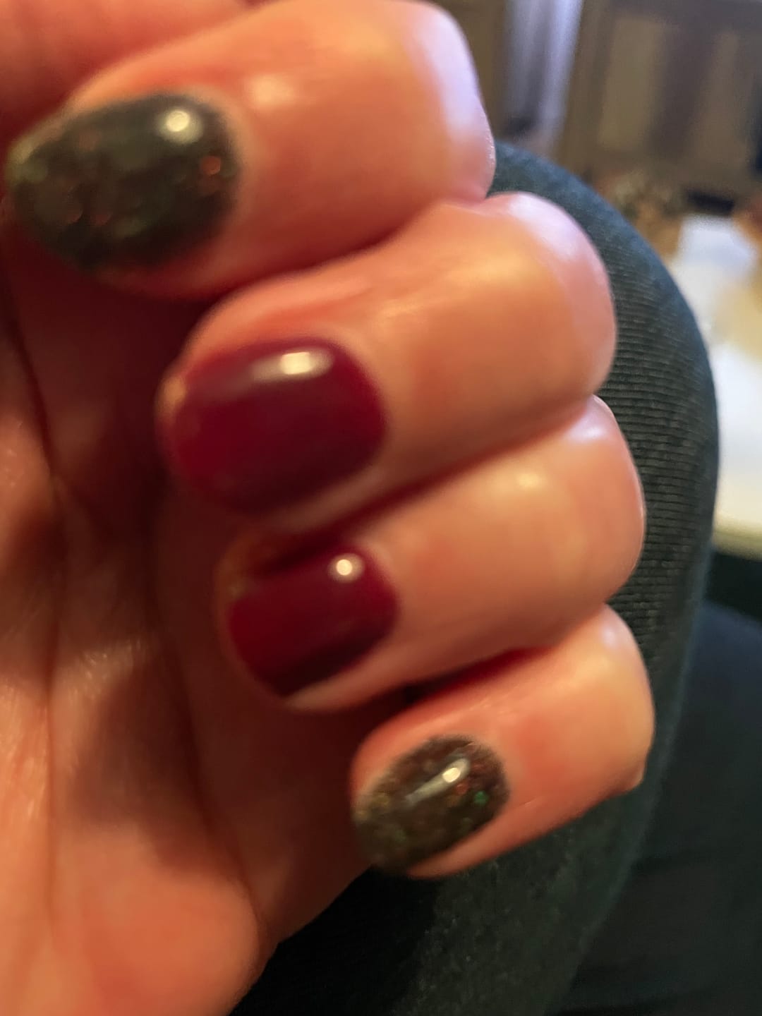 Customer photo review of Dark Reddish Purple Dipping Powder