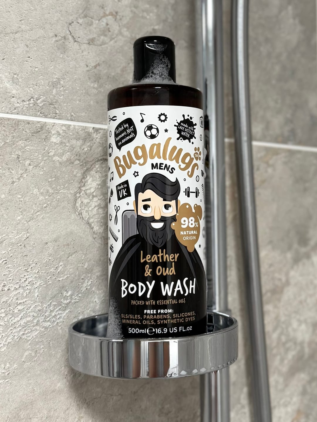 Customer photo review of Bugalugs Men: Leather & Oud Body Wash