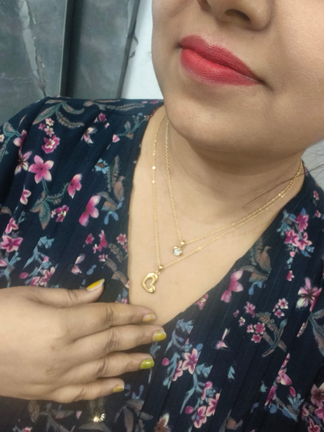 Customer photo review of Twin Glow Heart Necklace
