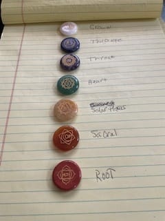 Customer photo review of 7-Chakra Engraved Crystal Stone Set