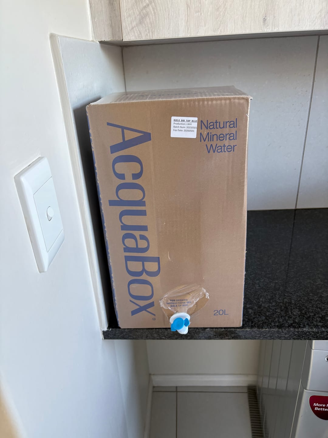 Customer photo review of AcquaBox 15L Mineral Water Bag-in-Box with Tap By Mountain Falls